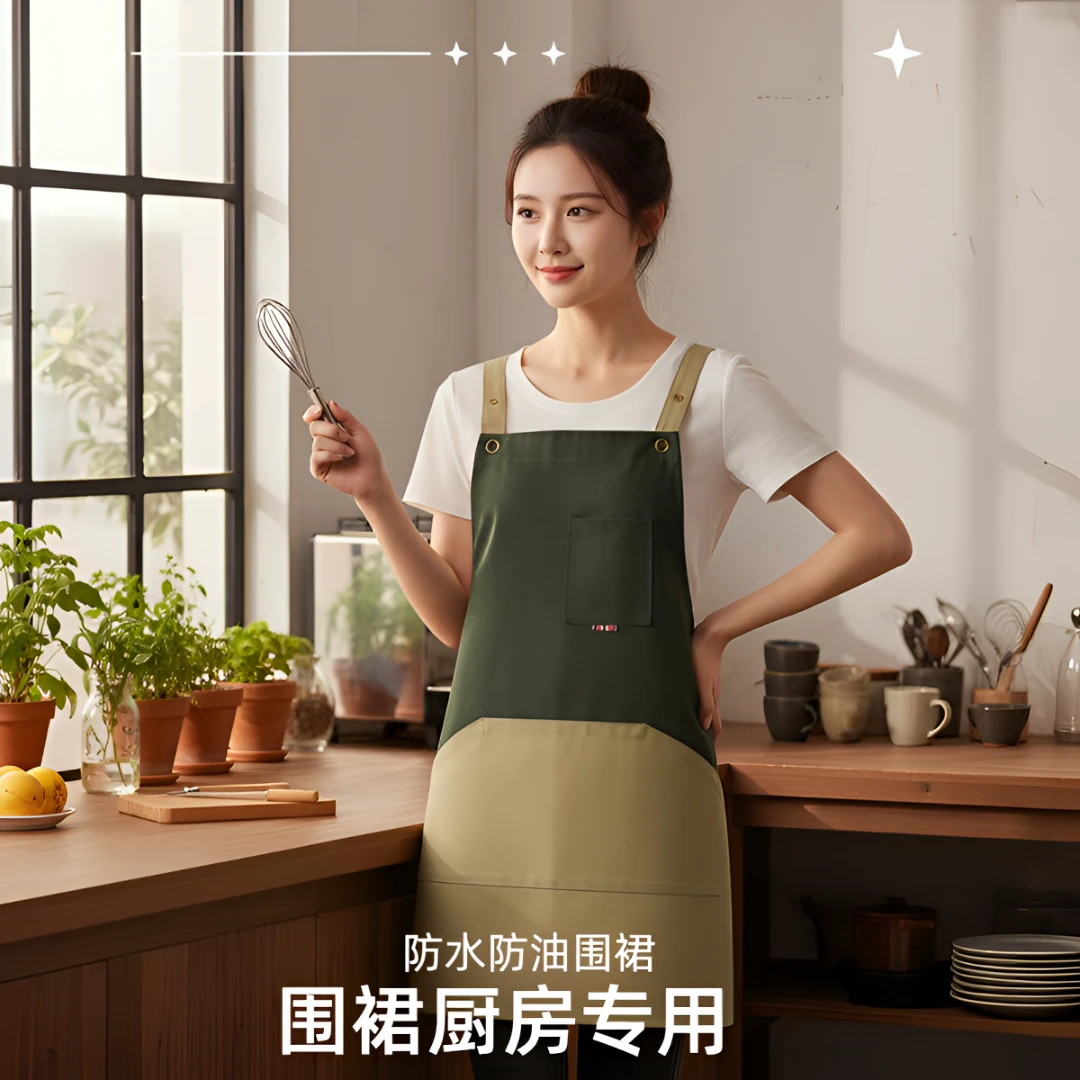围裙厨房专用家用2025新款餐饮上班专用女工作服定 防水防油围裙