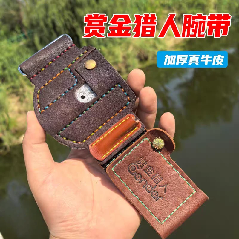 赏金猎人加厚牛皮腕带护手腕魔术贴