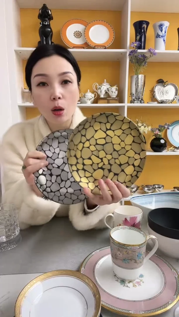 RAK 波点 金色+银色 圆盘 18cm