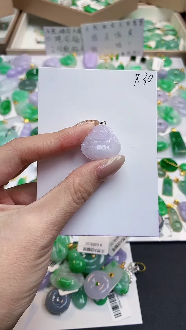 颈饰18K金镶嵌翡翠天然缅甸A货翡翠