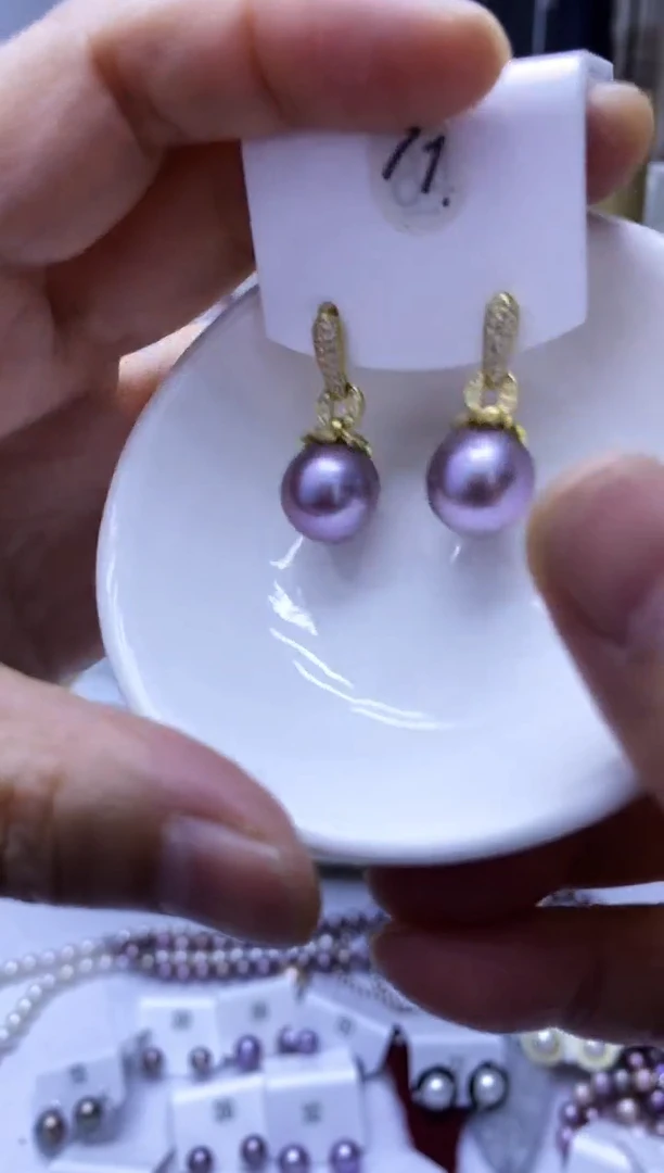 银S925镶嵌耳饰淡水珍珠71