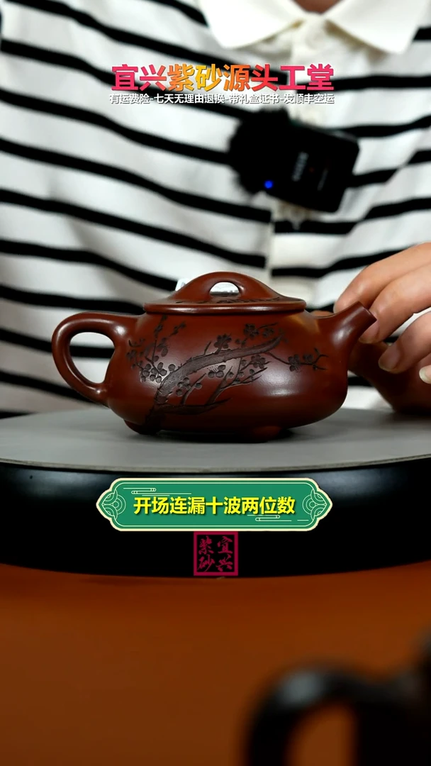 茶壶紫砂蒋静明龙血砂梅花景舟石瓢300CC
