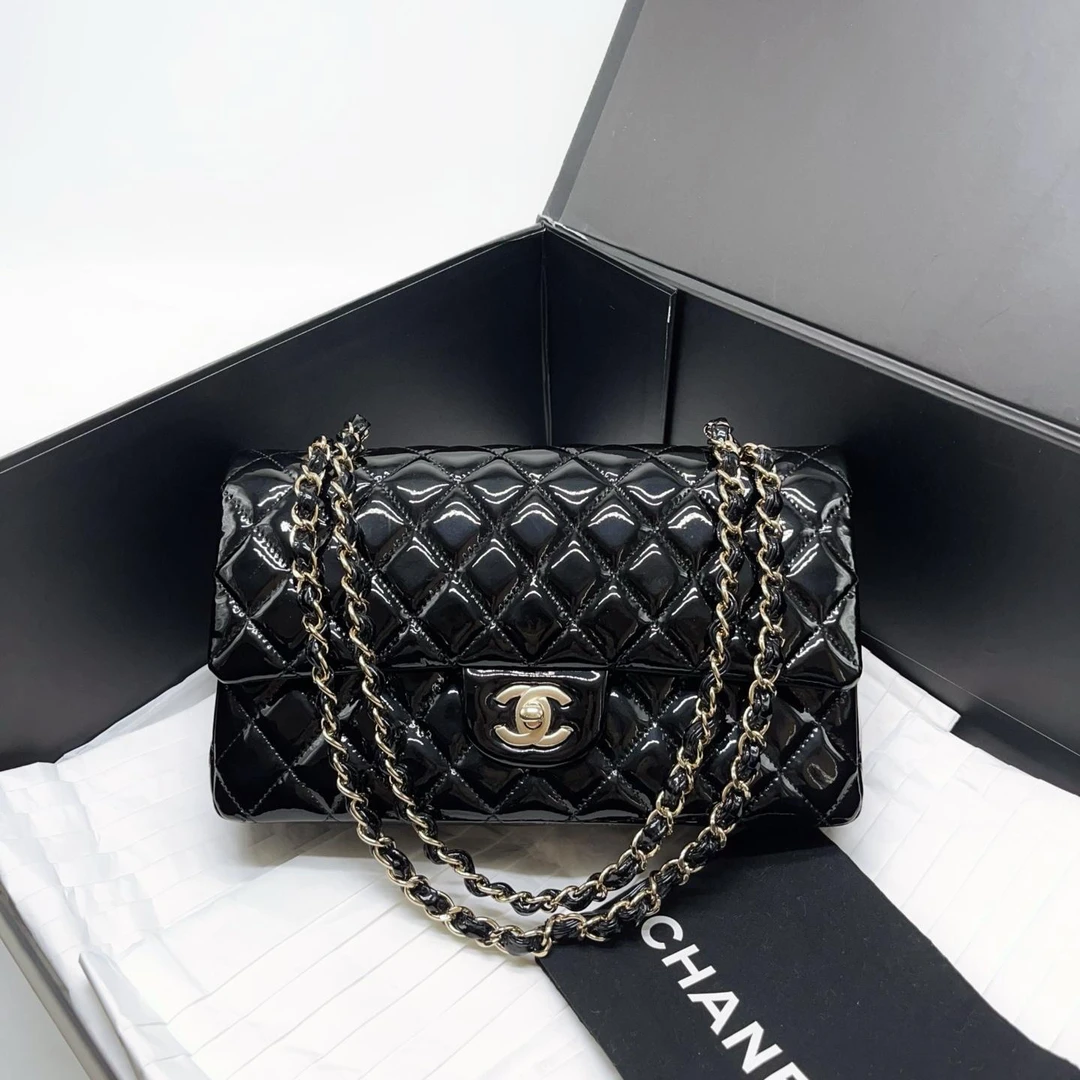 95新 Chanel/香奈儿 菱格纹漆皮cf/单肩包/C21/482304