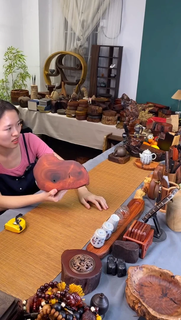 缅甸花梨木随形壶承23-15-5