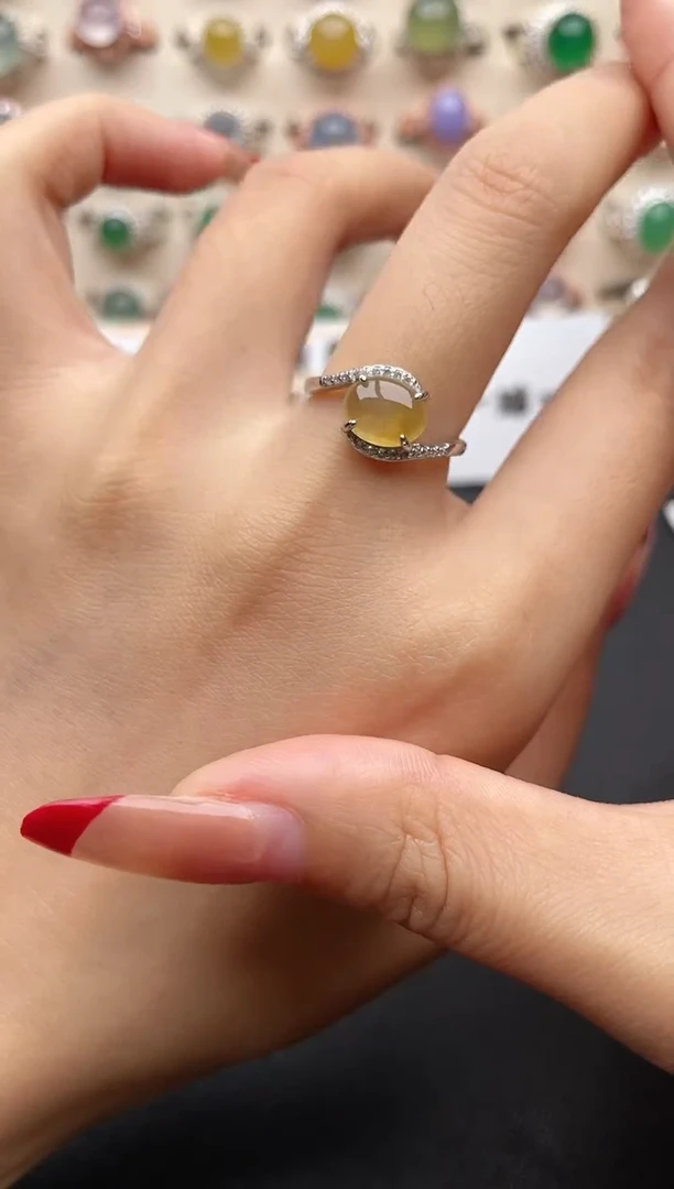 【闪购商品】翡翠戒指银S925镶嵌一物一证一礼盒