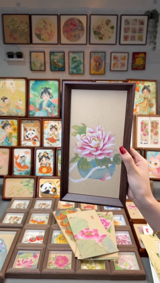 国画珍珠牡丹花瓶 手绘国画27