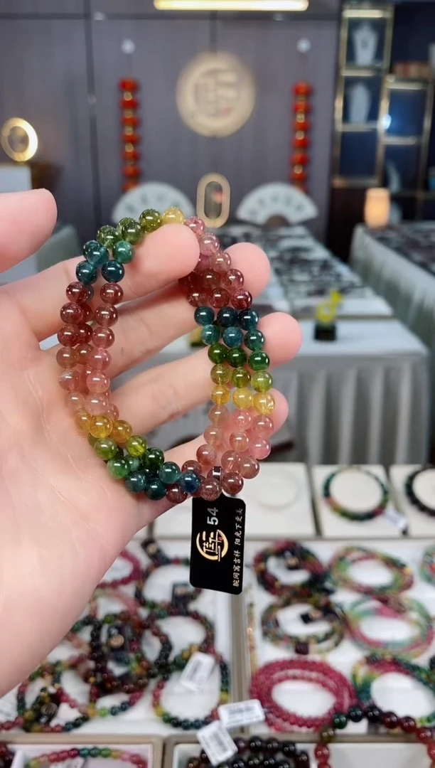 未镶嵌收藏级老矿碧玺三圈手串5mm+碧玺xion多样性发一条