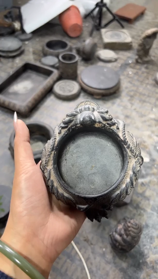 陶土【合成青石】金蟾盆