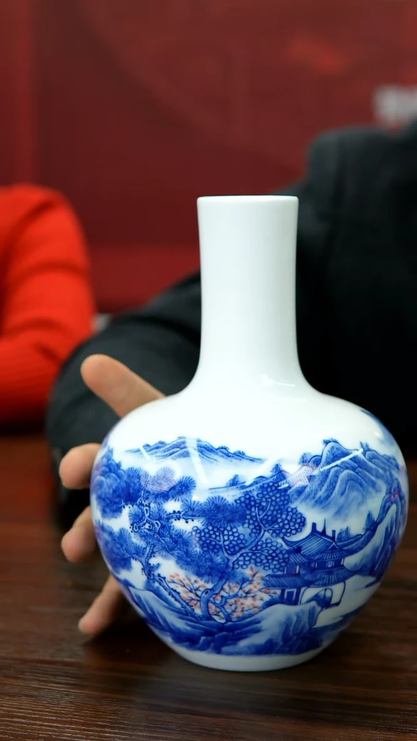 【闪购商品】022函夏非遗吴小琴青花山水天球瓶