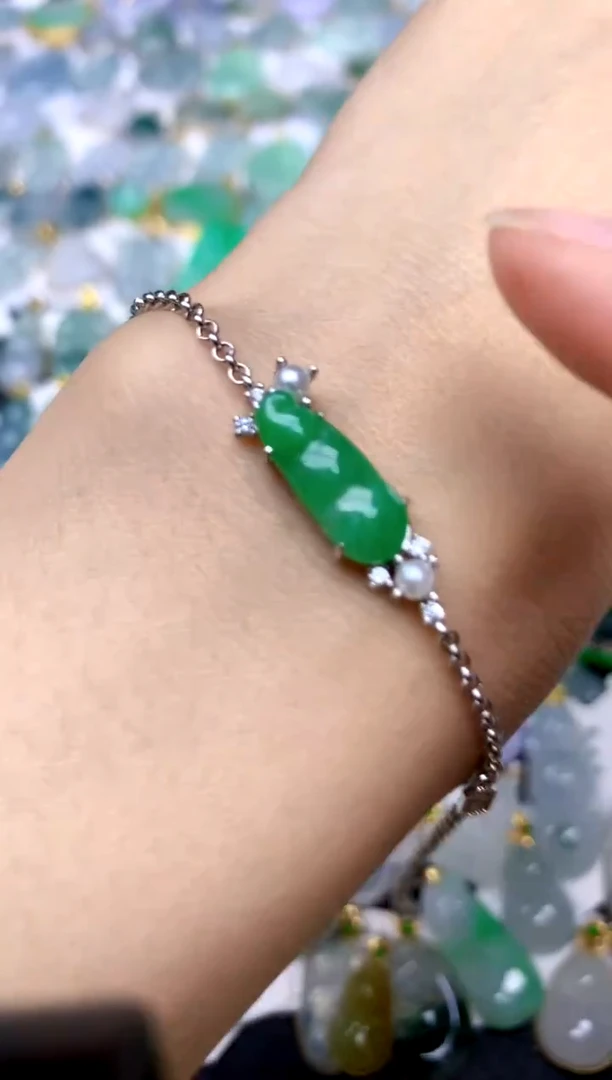 银S925镶嵌手链翡翠天然A货翡翠