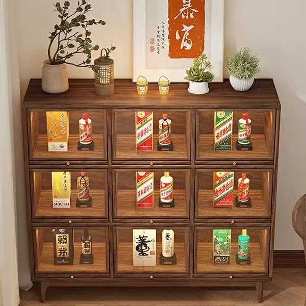 苏作工坊 北美黑胡桃木酒柜展示柜收纳柜