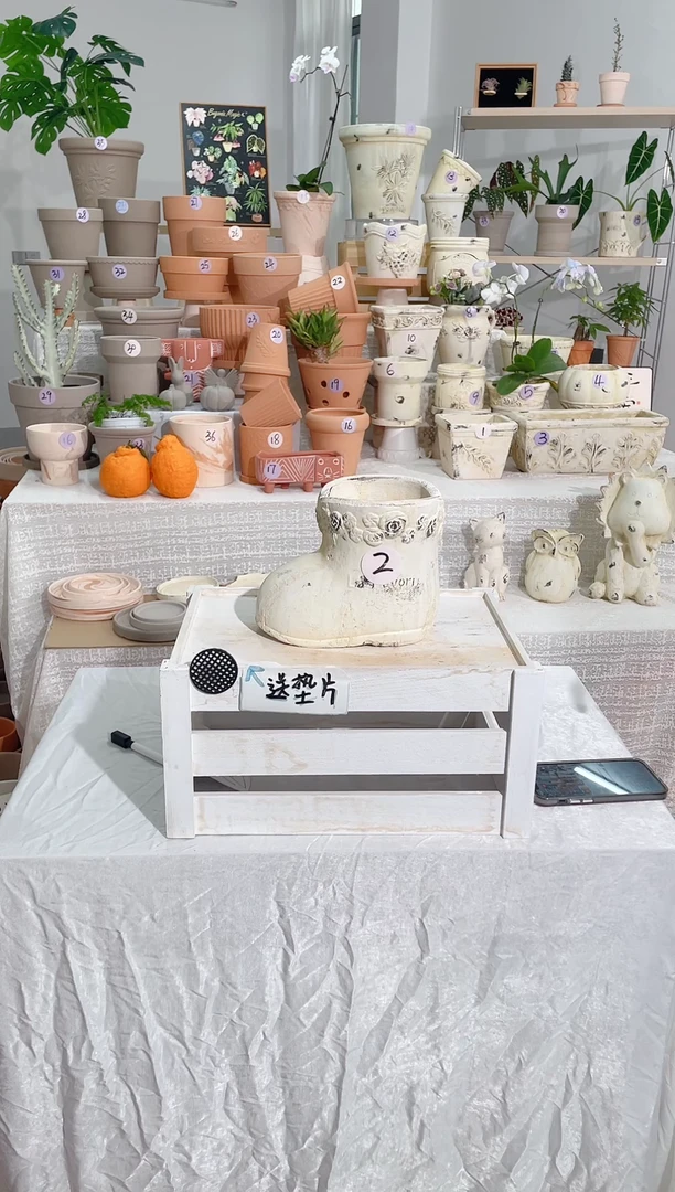 【闪购商品】红陶1个无托复古白陶鞋花盆内口径10*高16