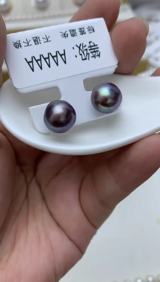 银S925镶嵌耳饰淡水珍珠w55