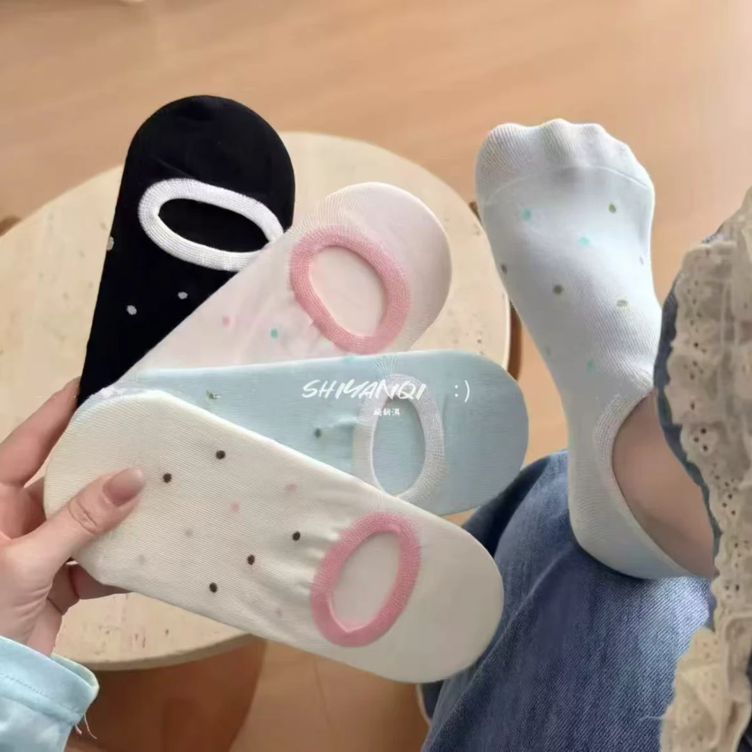 【10双装】夏季治愈系"西西里少女"浅口不掉跟点点隐形袜