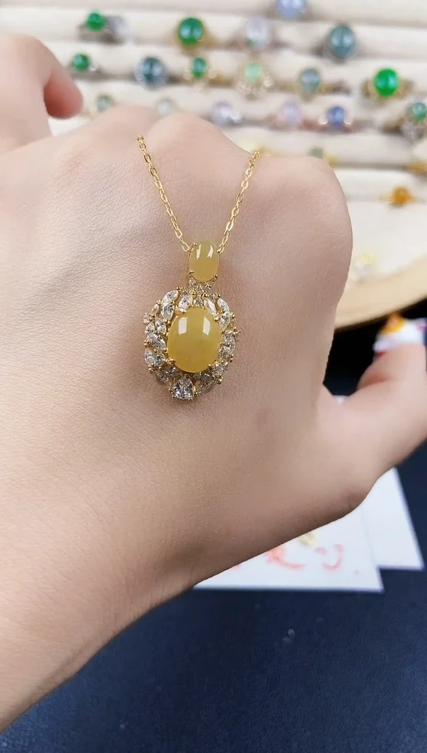翡翠银S925镶嵌颈饰456898
