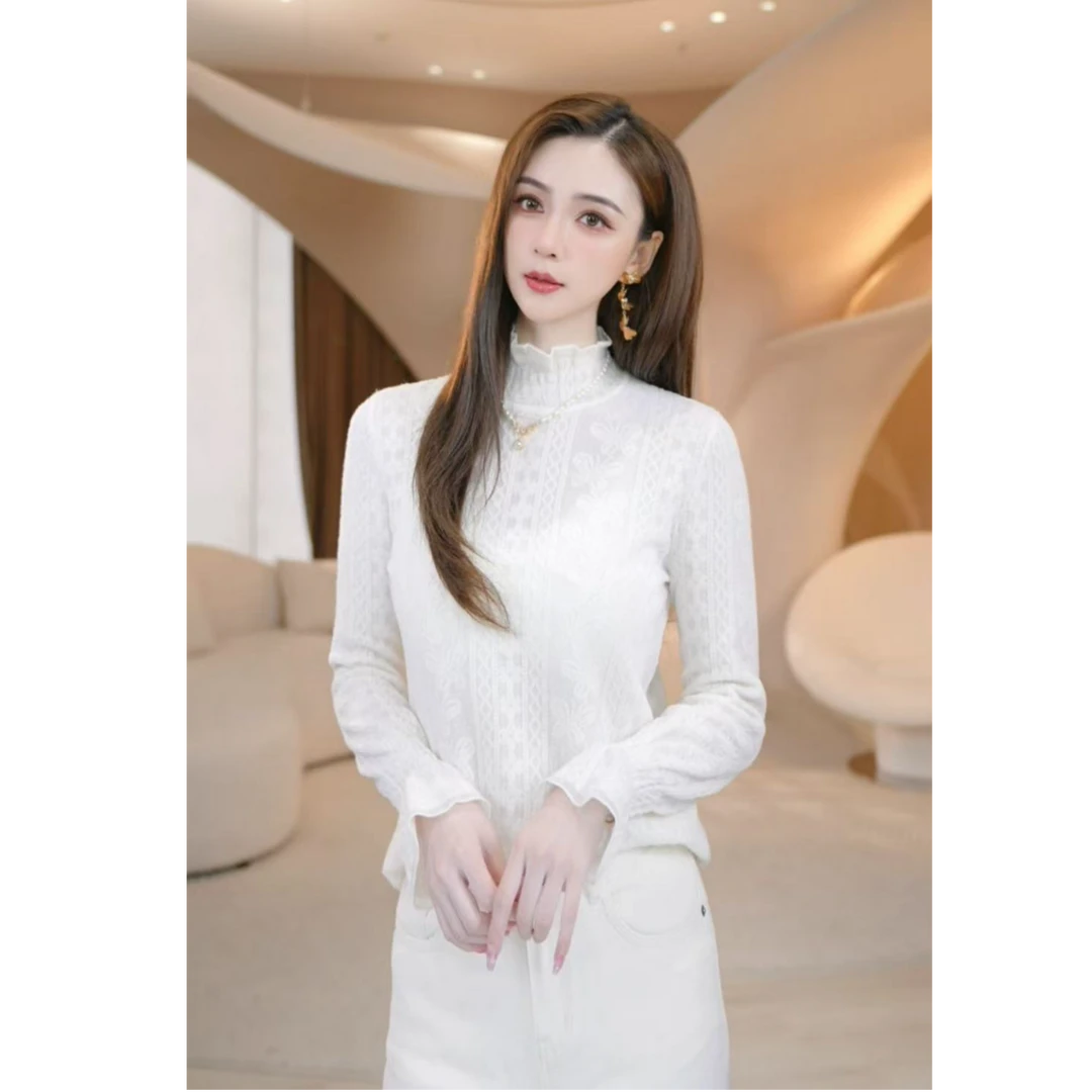 COCO BECCI【蝴蝶打底】绵羊毛桑蚕丝复古百搭针织衫CFJJC311054