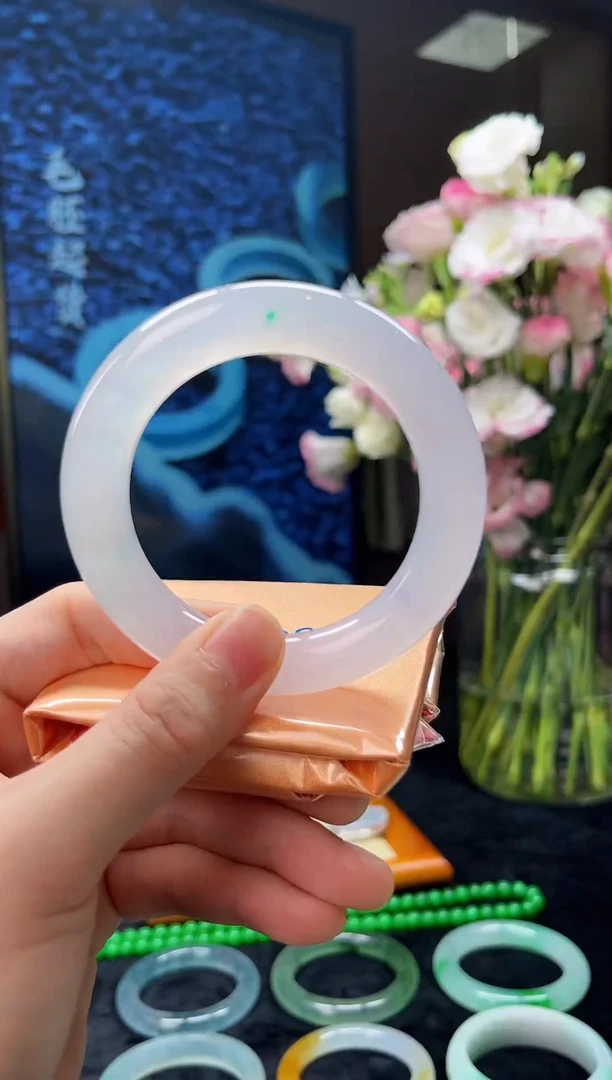 翡翠手镯未镶嵌陈逍翡翠 纯天然缅甸A货翡翠56.8圈口