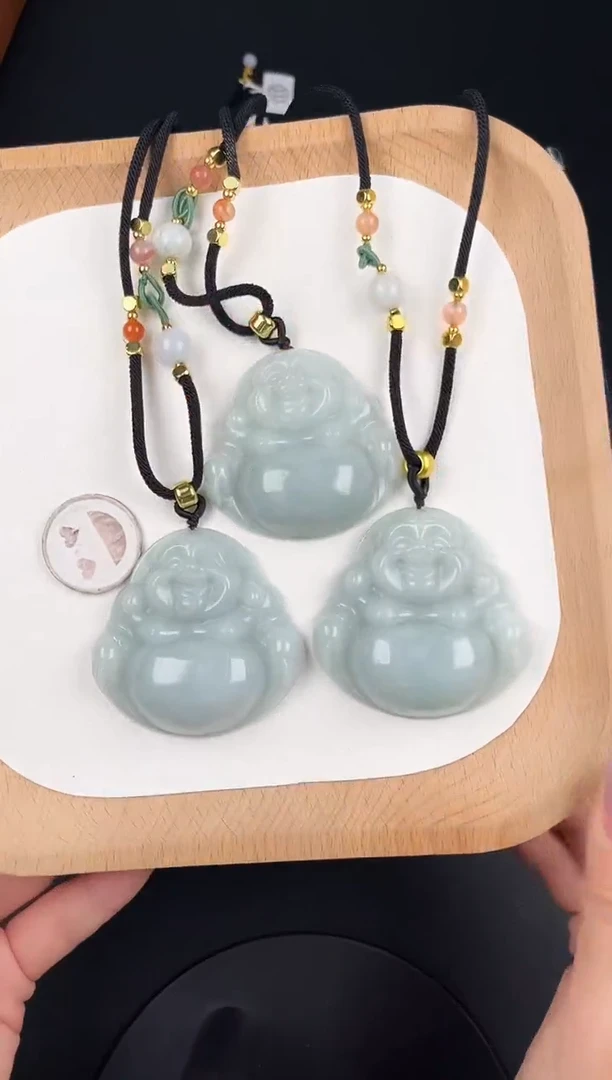 颈饰未镶嵌翡翠LA063翡翠油蓝绿大佛+送同款绳子多样性发其一