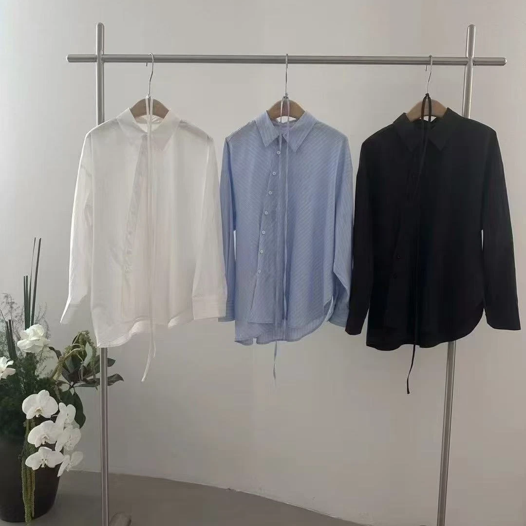 【衣衣不舍】韩系韩版衬衫时尚上衣衬衣气质长袖百搭夏季宽松纯色