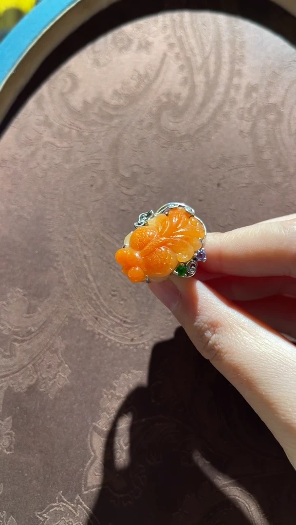 银S925镶嵌戒指翡翠红翡绿翠