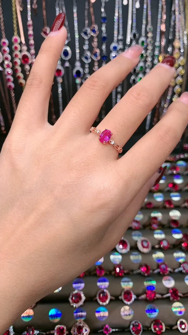 【闪购商品】水晶戒指银S925镶嵌5.7玫瑰金