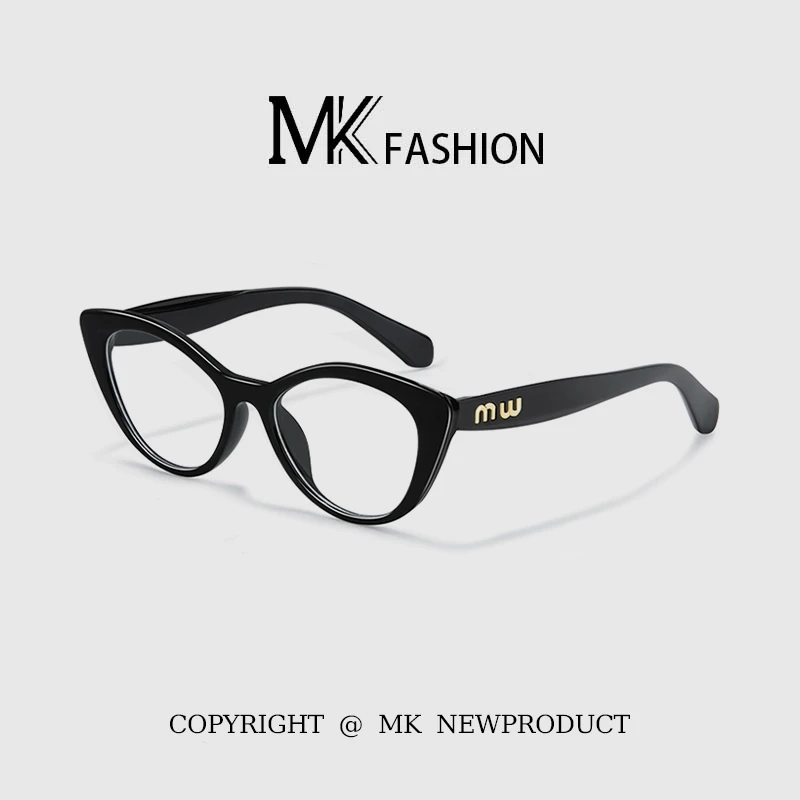 MK/明库美式猫眼眼镜框女辣妹凹造型素颜网红黑色大框眼镜配近视
