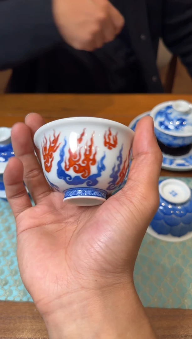 妙色 青花九紫离火小压手杯