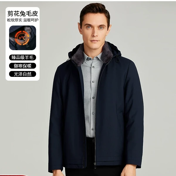 【兔毛水貂领】SATCHI沙驰尼克兔毛皮草保暖水貂毛领外套