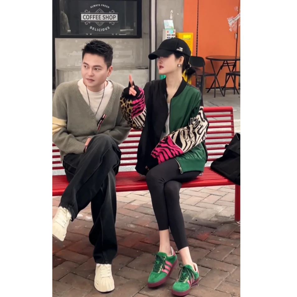 时尚重工显瘦高级提花长袖拼接针织外套{卡}G0537