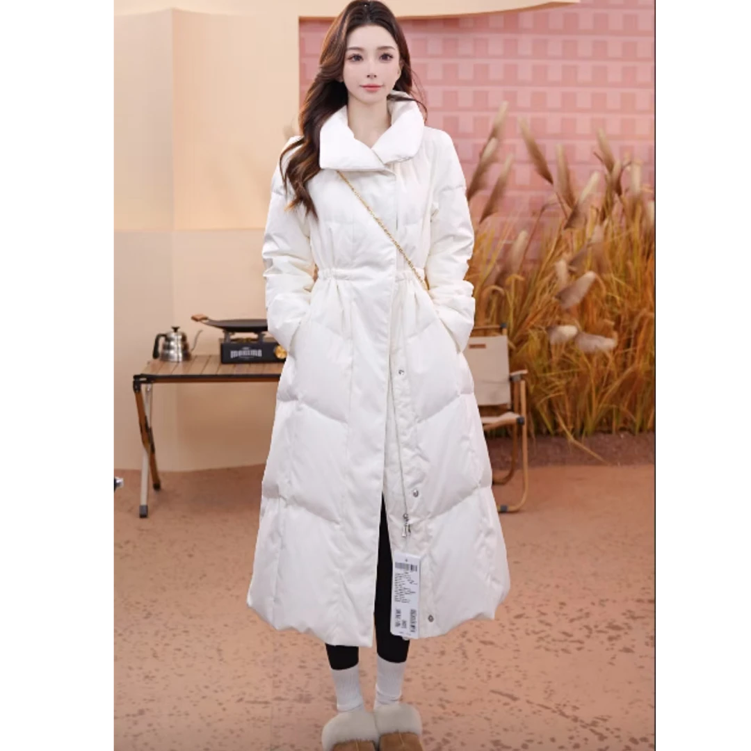 【反季】2024新款秋冬鹅绒休闲宽松女长款时尚修身保暖鹅绒服90绒羽