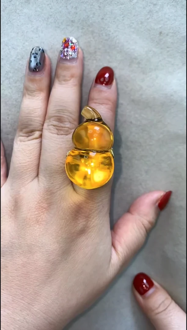 【闪购商品】琥珀戒指银S925镶嵌戒指