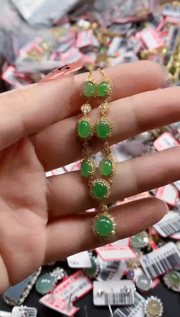银S925镶嵌戒指翡翠天然A货缅甸翡翠