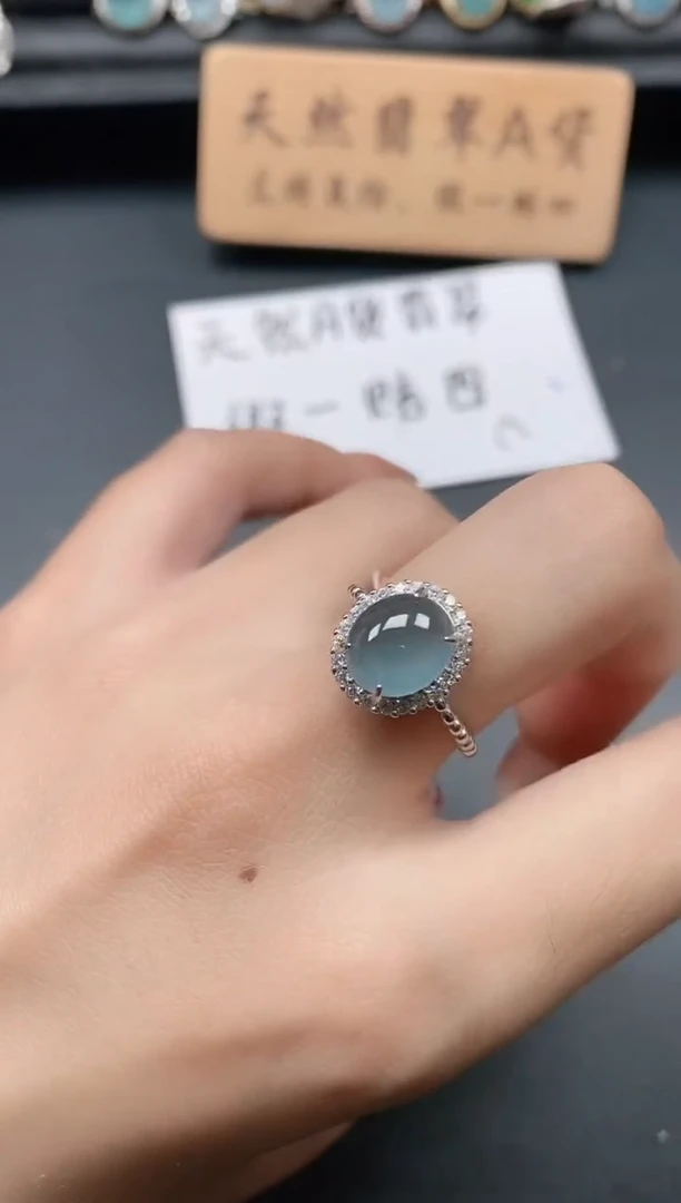 银S925镶嵌戒指翡翠1