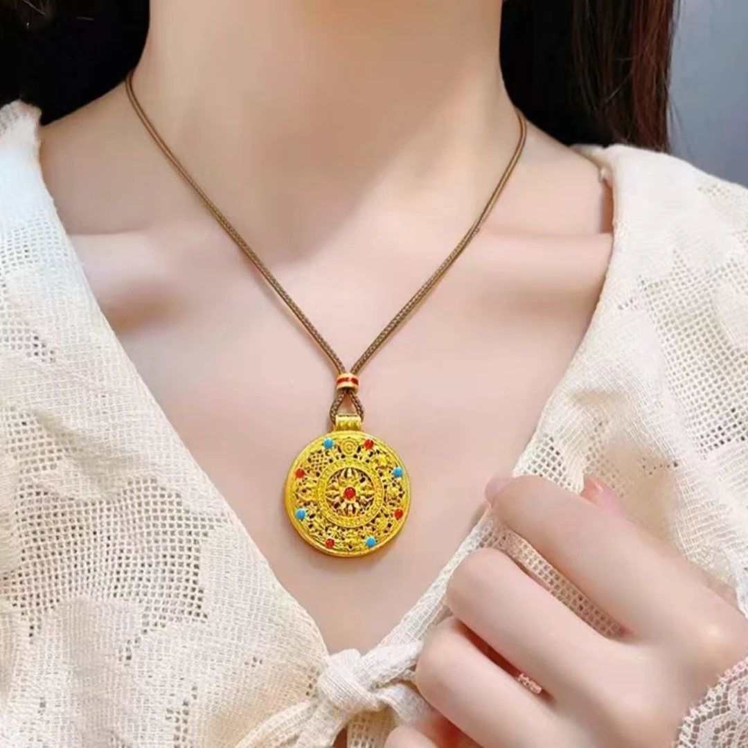 合金吊坠 新中式国潮风珐琅彩八宝罗盘吊装