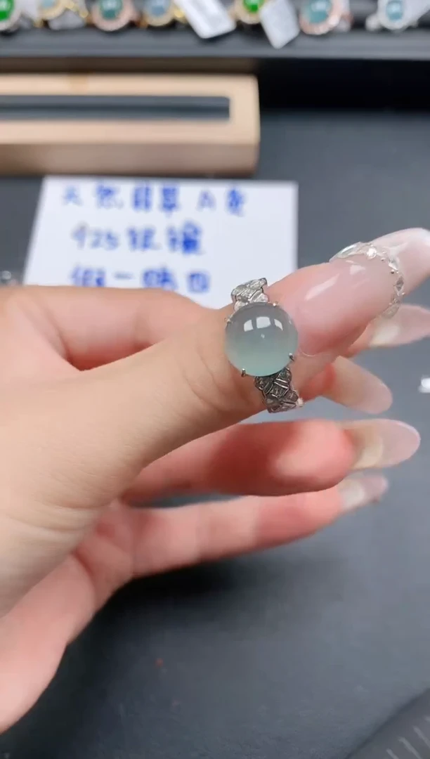 银S925镶嵌戒指翡翠11