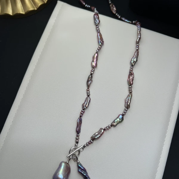 JUNMU怪紫色巴洛克珍珠项链设计感锁骨链颈链多多样性发货发一