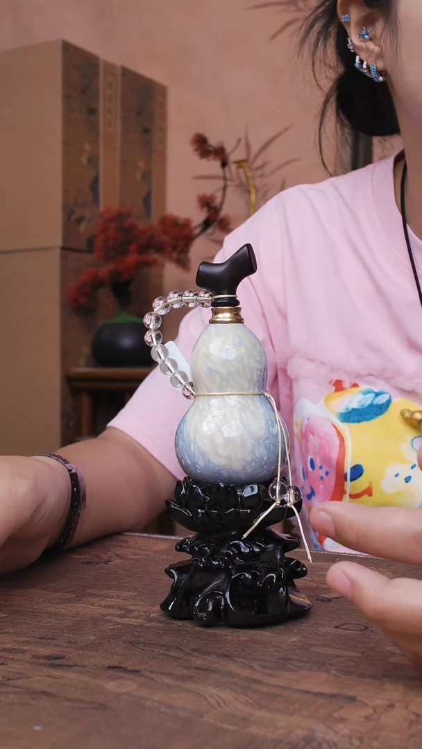 372大漆飘漆天然真葫芦-开口