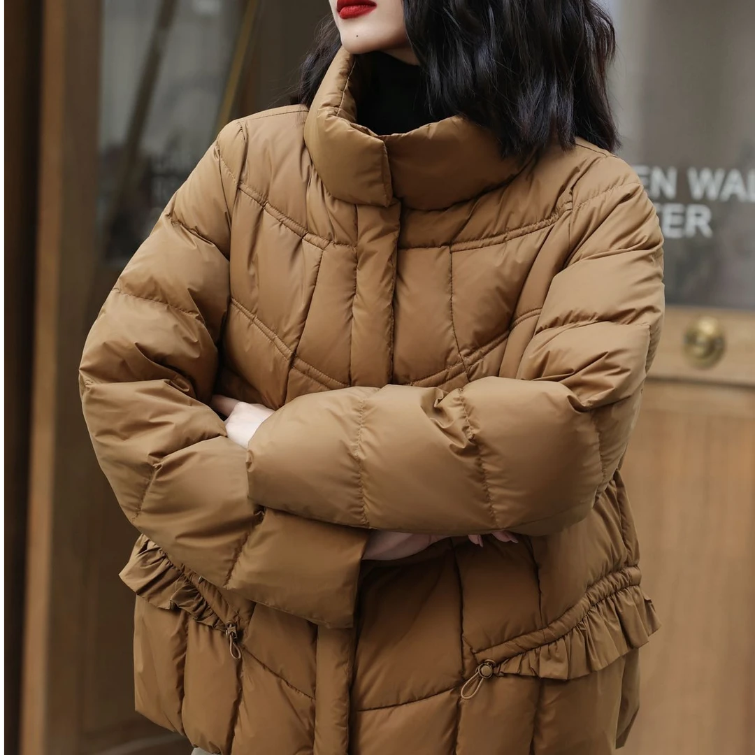 小个子冬季ER轻薄女装显瘦纯色短款保暖羽绒服立领连帽韩版国风