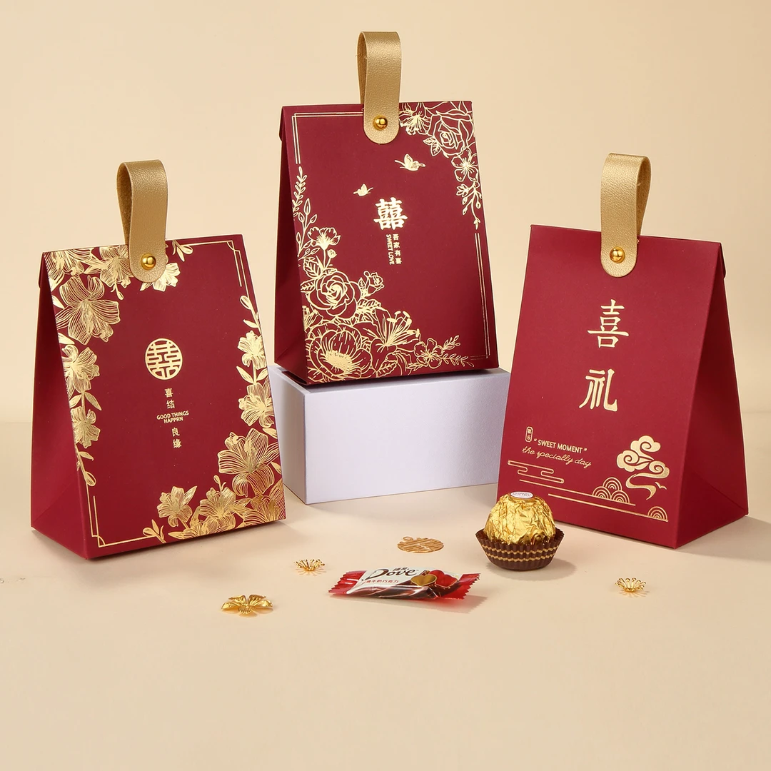 2025新款中式喜糖盒结婚专用喜糖礼盒糖果包装袋子订婚礼手提空盒