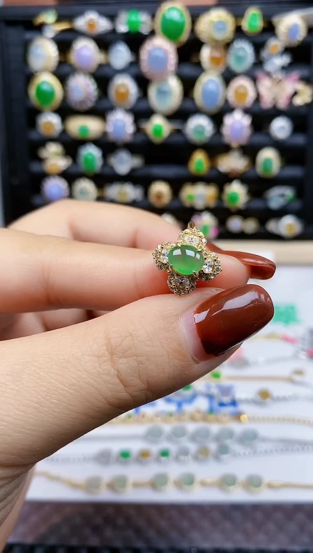 银S925镶嵌戒指翡翠143