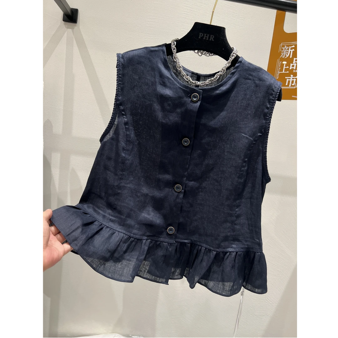 2025夏季新款洋气时尚气质千金瑞丽风高端设计感小众无袖上衣女装