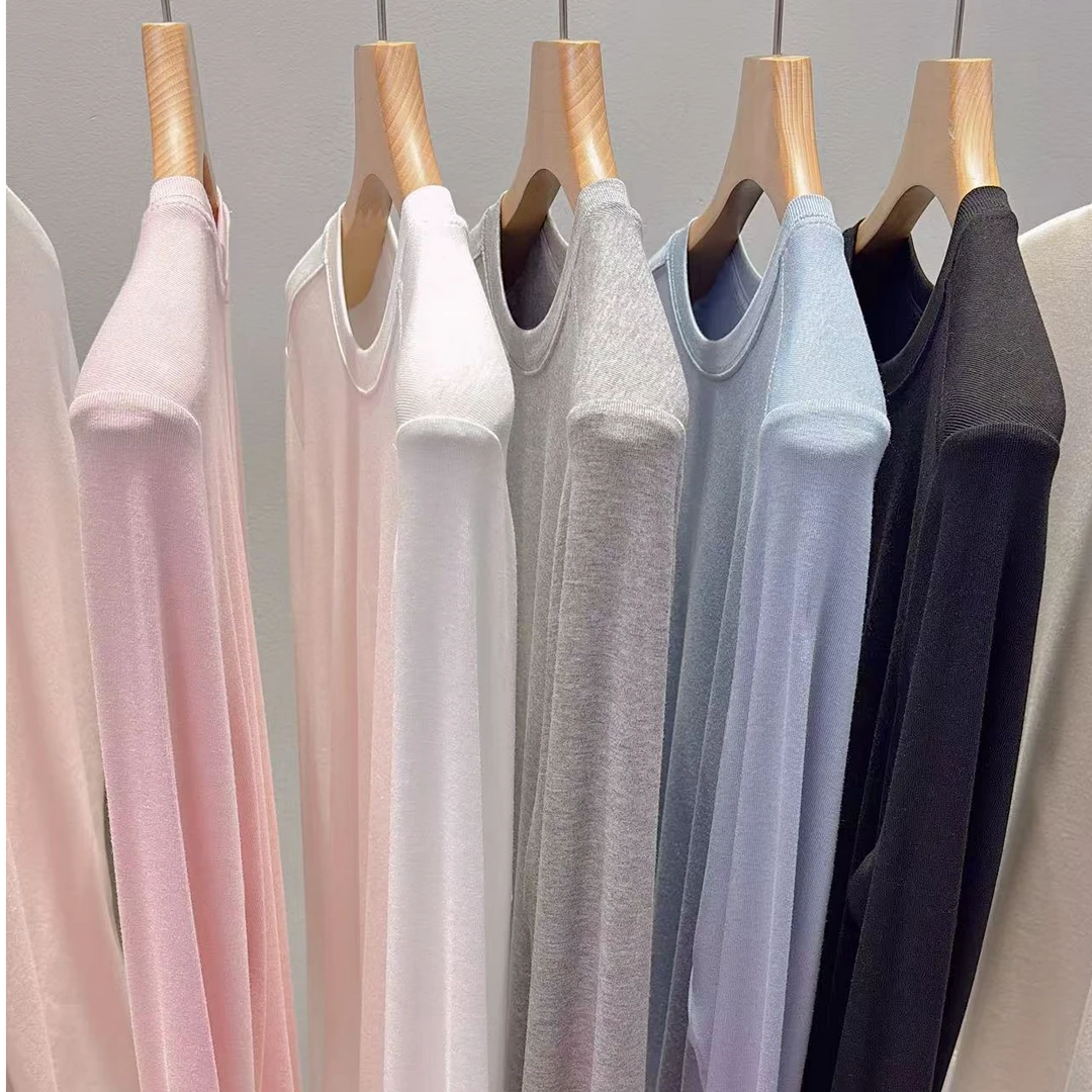 L4糯叽叽超舒服春季长袖T显瘦时尚女士百搭透气纯色气质简约