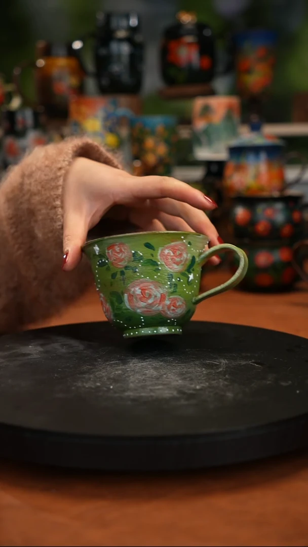 紫砂油画手绘釉下彩