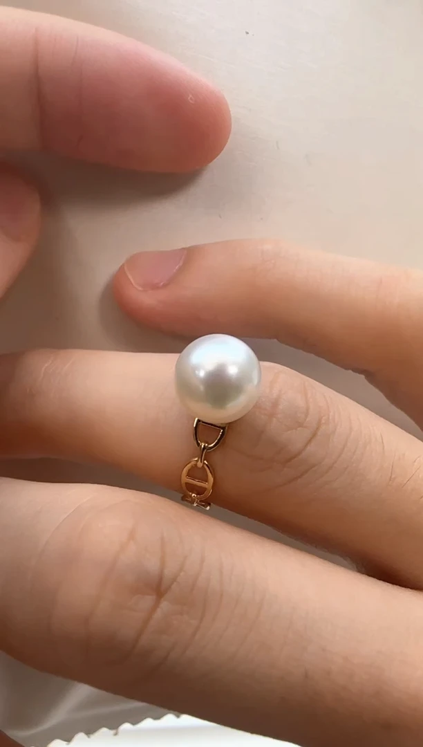 海水珍珠戒指18K金镶嵌海水akoya珍珠