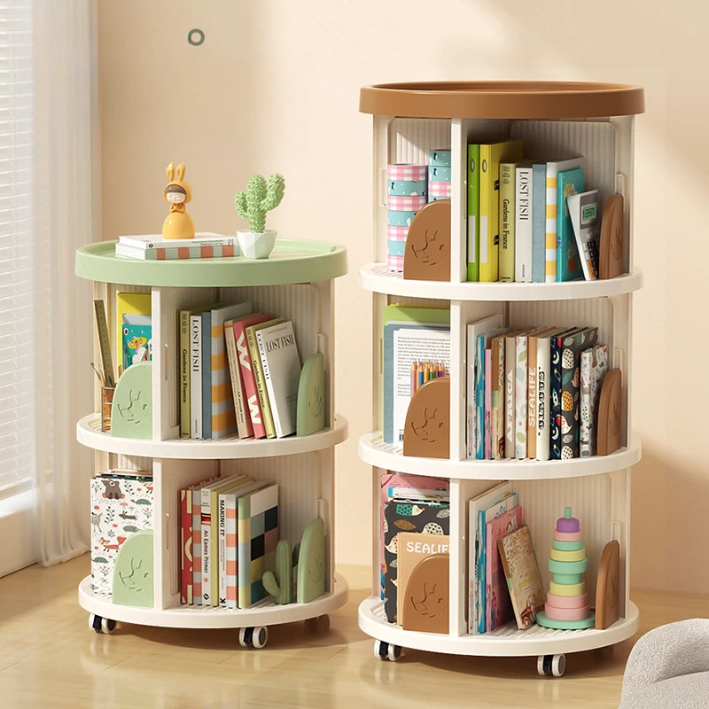 新款可移动带轮子书架置物架儿童玩具收纳架子多层家用落地小推车