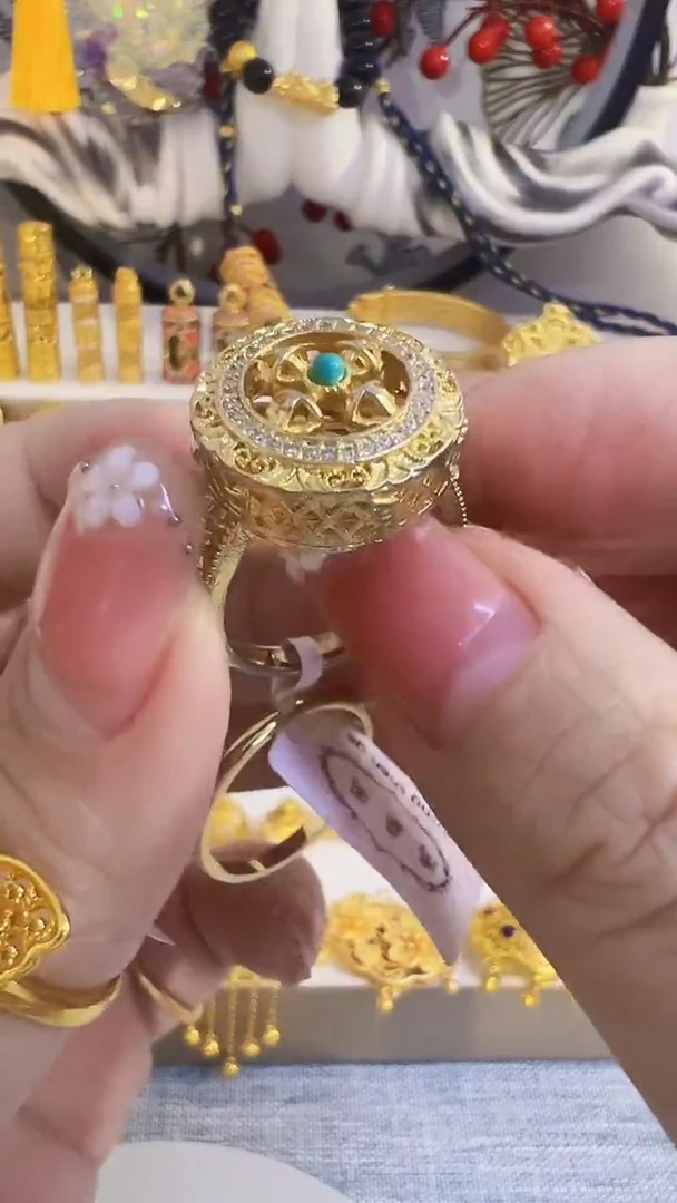珐琅铜合金开口十字转运戒指