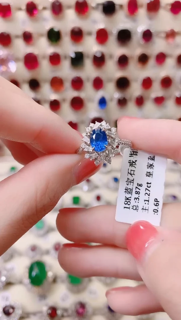 18K金戒指蓝宝石18K金镶嵌1