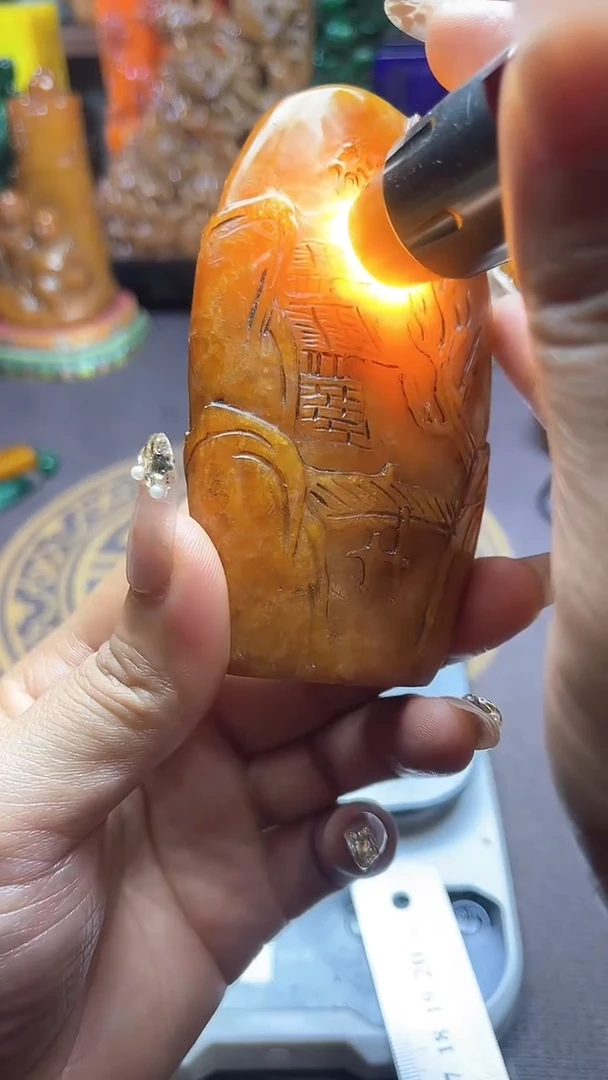 寿山石印石纯天然石料带底座