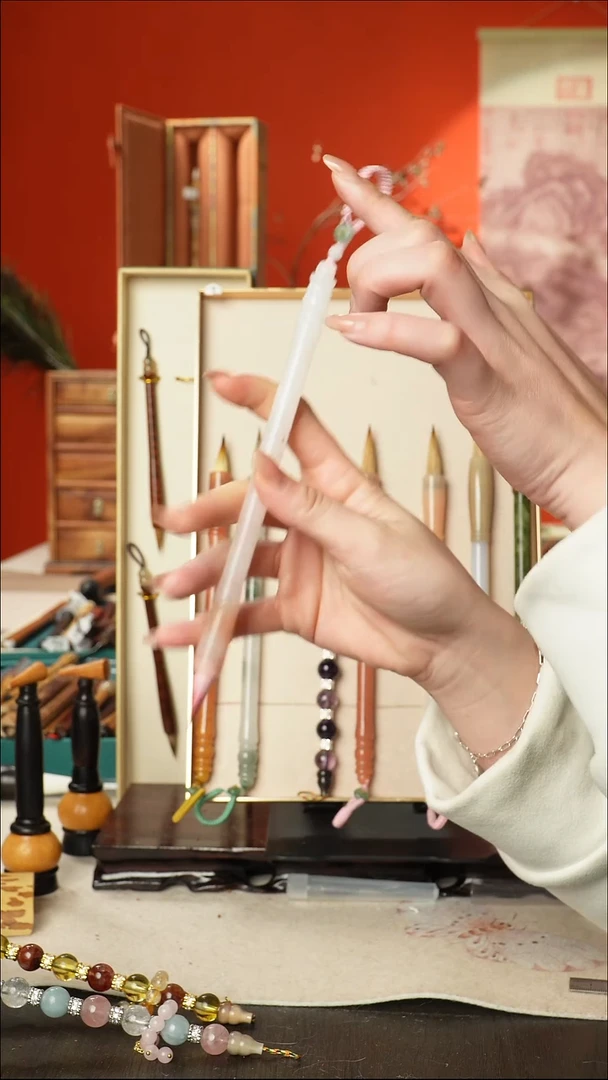 4号闪孤品高货毛笔链接 清水试笔 蘸墨不退