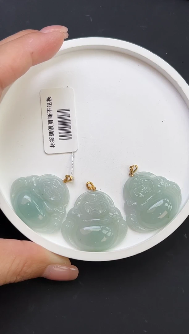 翡翠18K金镶嵌颈饰YM287-2佛公多样性发一